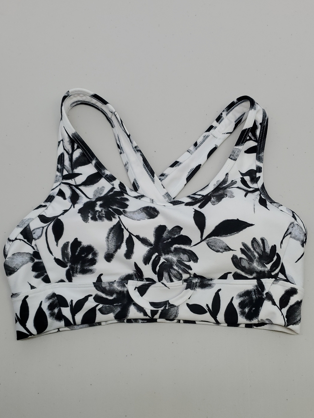 Marika Black & White Floral Sports Bra Size Medium